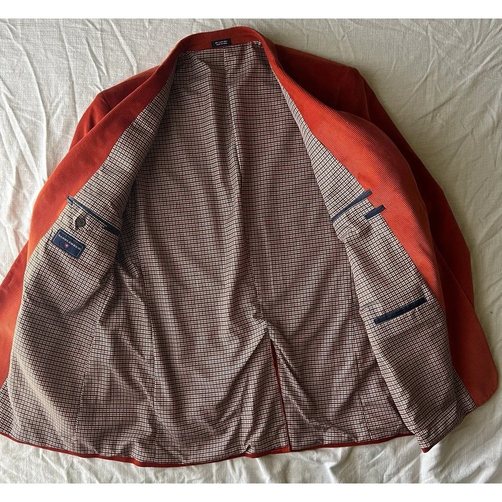 Saddlebred Orange Corduroy Blazer 46L Long Fit 2-Button Notch Lapel